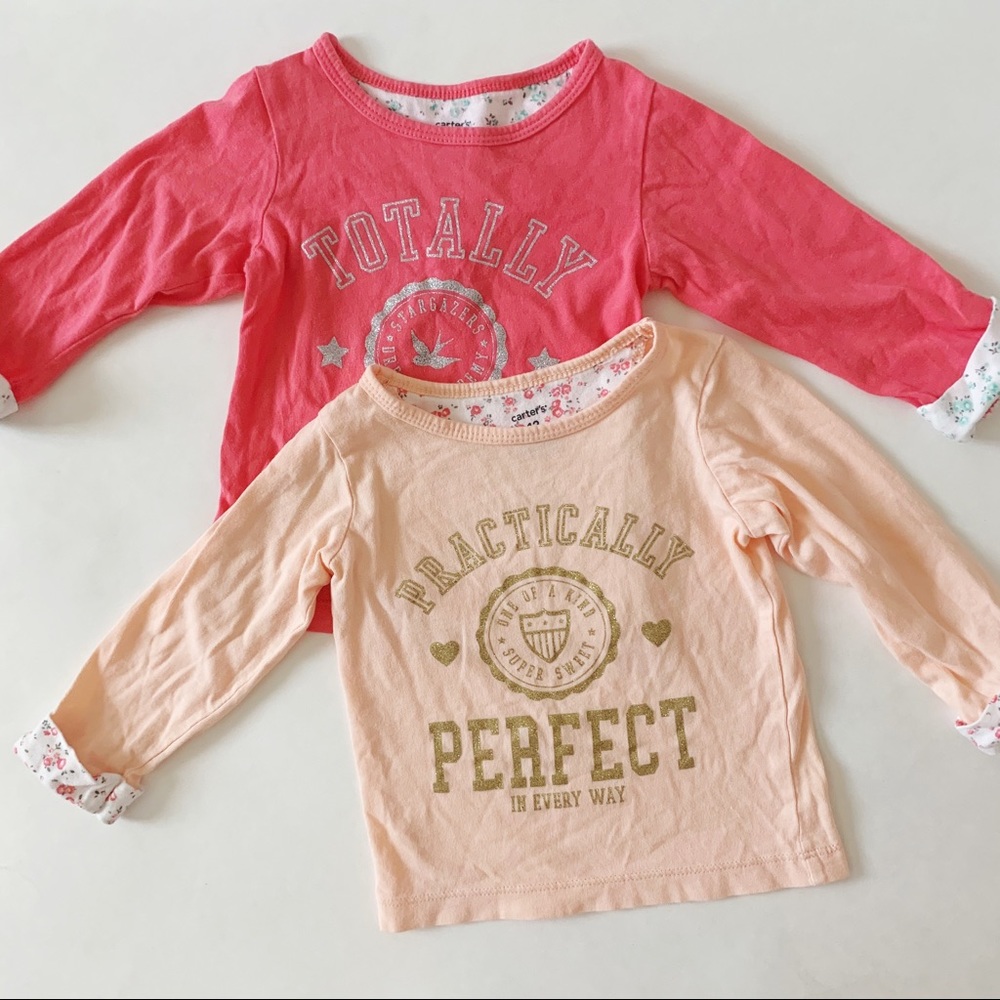 Carters Baby Girl 100% Cotton Long Sleeve Tees